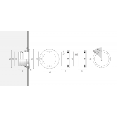 Прожектор Power Led RGB, с3-м кабелем, 27х3w, 12v чертеж, схема Allpools
