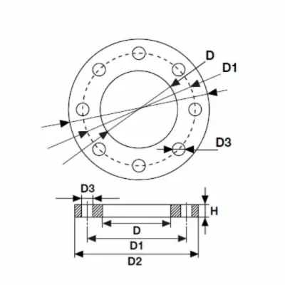 Фланец d=355, ПВХ, Pimtas чертеж, схема Allpools