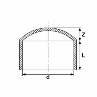 Заглушка d=25, ПВХ, Pimtas чертеж, схема Allpools