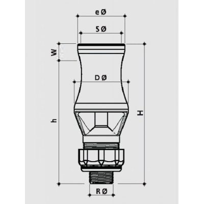Форсунка фонтана Каскад 110T, 2½", Ø 117 мм, нерж сталь AISI 304 чертеж, схема Allpools