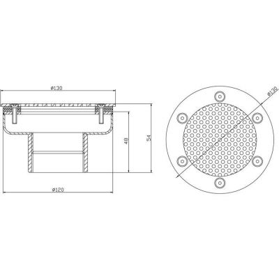 Водозабор сетчатый д.120  2" (внутр.) (пленка) чертеж, схема Allpools