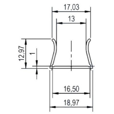 Монтажный профиль 2.0, для WAVE 13,5х13,5 мм, l=1 м, алюминевый чертеж, схема Allpools