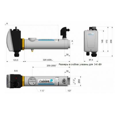 Электронагреватель ( 6 кВт) с датчиком давления Pahlen чертеж, схема Allpools