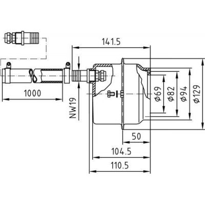 Закладная ниша прож. 110/113 мм для бет. и плен. басс., со шлангом для кабеля, BZ чертеж, схема Allpools
