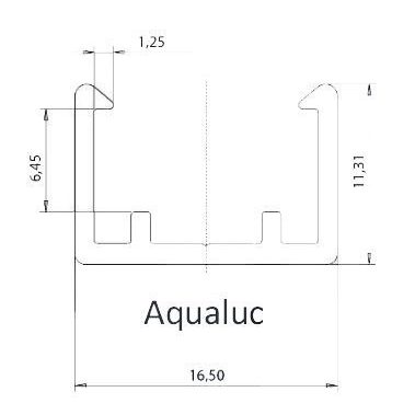 Монтажный профиль с клейкой лентой для светодиодной ленты AQUALUC, l=2 м, поликарбонат чертеж, схема Allpools
