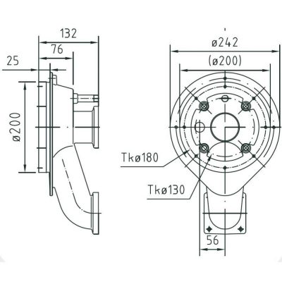 Закладная деталь противотока "Taifun - Compact", 130 мм, бронза, для плит. и плен. басс чертеж, схема Allpools
