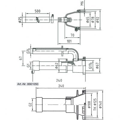 Закладные детали системы г/м "Standard", 6 форсунок, 240 мм, бронза чертеж, схема Allpools