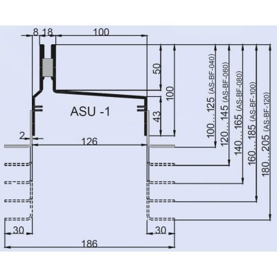 Напольные щелевые диффузоры ASU-1 (Асимметричное исполнение) чертеж, схема Allpools