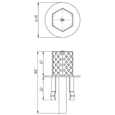 Шумоглушитель в переливной лоток (AISI 316) чертеж, схема Allpools