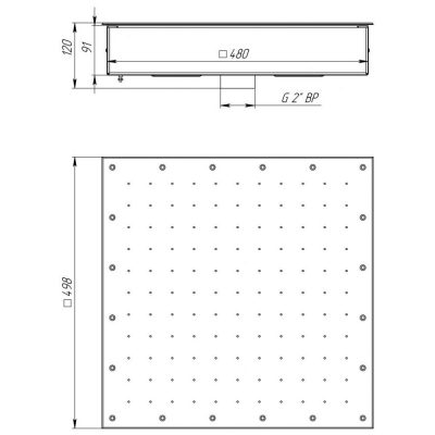 Гейзер 500х500, плитка (AISI 316) чертеж, схема Allpools