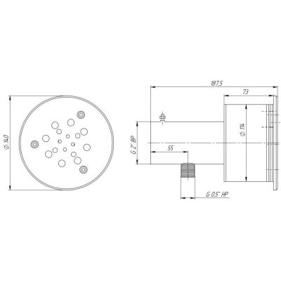 Гидромассажная форсунка 16 сопел, 45 м3/ч (AISI 316) чертеж, схема Allpools
