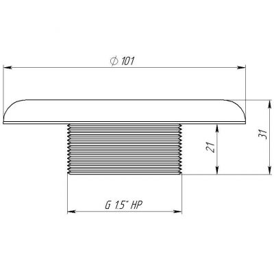Форсунка стеновая "Стандарт", плитка (AISI 316) чертеж, схема Allpools