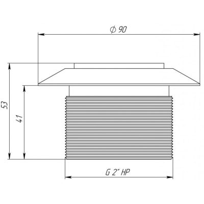 Форсунка стеновая "Люкс" плитка (AISI 316) чертеж, схема Allpools