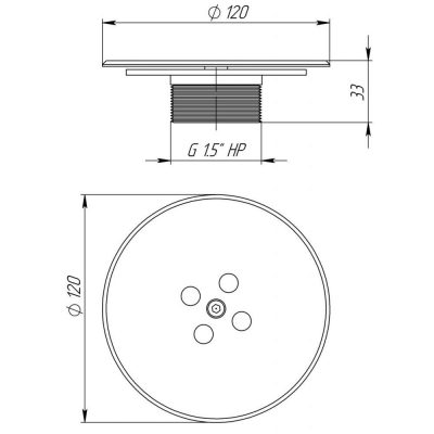 Форсунка комбинированная донная нерж. сталь, бетон (АС 07.051) чертеж, схема Allpools