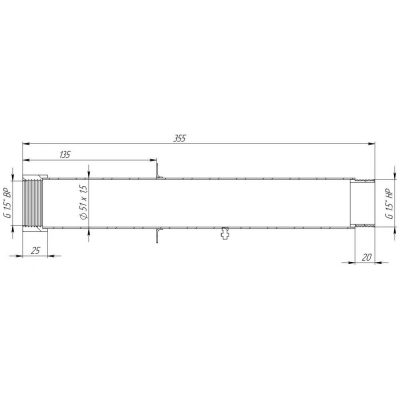 Стеновой проход 1,5" 350 мм под плитку (AISI 316) чертеж, схема Allpools
