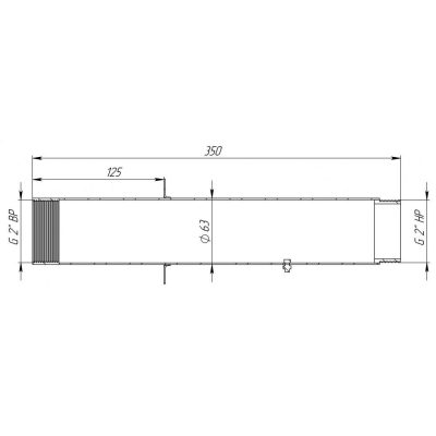 Стеновой проход 2" 350 мм под плитку (AISI 316) чертеж, схема Allpools