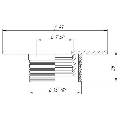 Адаптер для прожектора нерж. сталь 1"х1 1/2", бетон (АС 07.081) чертеж, схема Allpools