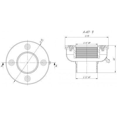 Адаптер 1,5"х1,5" (пылесоса) (AISI 316) чертеж, схема Allpools