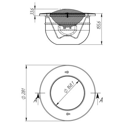 Прожектор 300 Вт, 12 В (плитка)(AISI 316) чертеж, схема Allpools