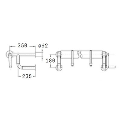 Сматывающее устройство „Wandmontage“ 2,6-4,3 м, со стационарными опорами, монт. к стене чертеж, схема Allpools
