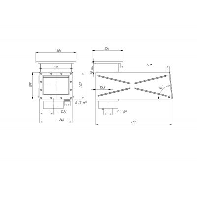 Скиммер для композитного бассейна удлиненный (AISI 316L) чертеж, схема Allpools