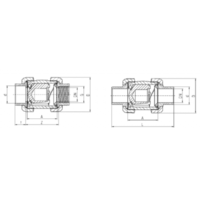 Клапан обратный пружинный ПП д. 32 EPDM PRAHER чертеж, схема Allpools