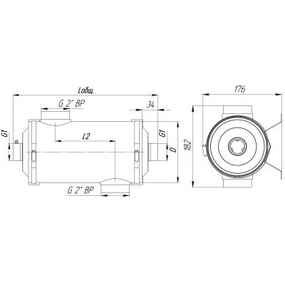 Теплообменник 13 кВт (трубчатый) чертеж, схема Allpools