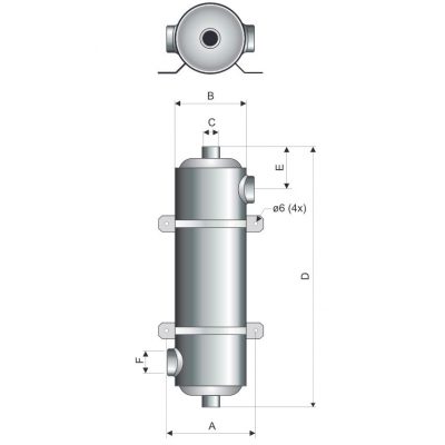 Теплообменник Pahlen Maxi-Flow 40 кВт (вертикал.), AISI 316L чертеж, схема Allpools