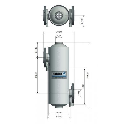 Теплообменник Pahlen Maxi-Flow titanium 200 кВт (вертикал.), титан чертеж, схема Allpools