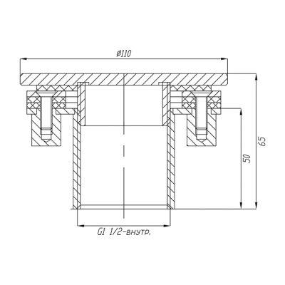 Комплект форсунка для пылесоса+ заглушка (бетон), ФП 111.1(ФП.001.0) чертеж, схема Allpools