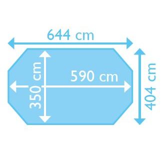 Бассейн каркасный PROCOPI WEVA OCTO+ 640, восьмиугол., 6,44 х 4,04 х 1,33 м чертеж, схема Allpools