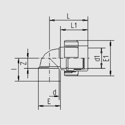 Угол FlexFit 90° ПВХ d=63-2" DN50 флекс-клеевая муфта чертеж, схема Allpools